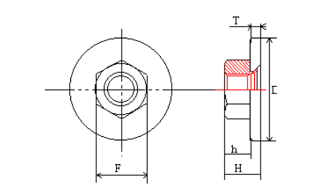 フラットワッシャー付六角ナット(平座金付き六角ナット)寸法図